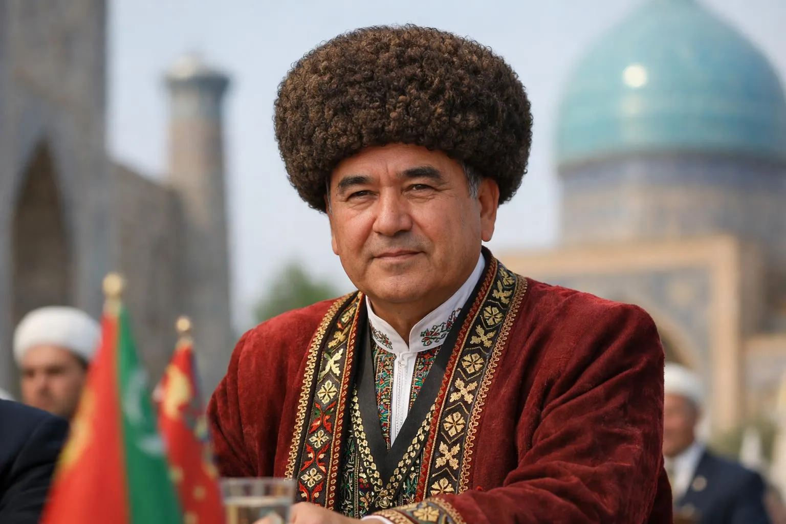 Dignitaire turkmène en réunion diplomatique à Ashgabat, Turkménistan, Asie centrale