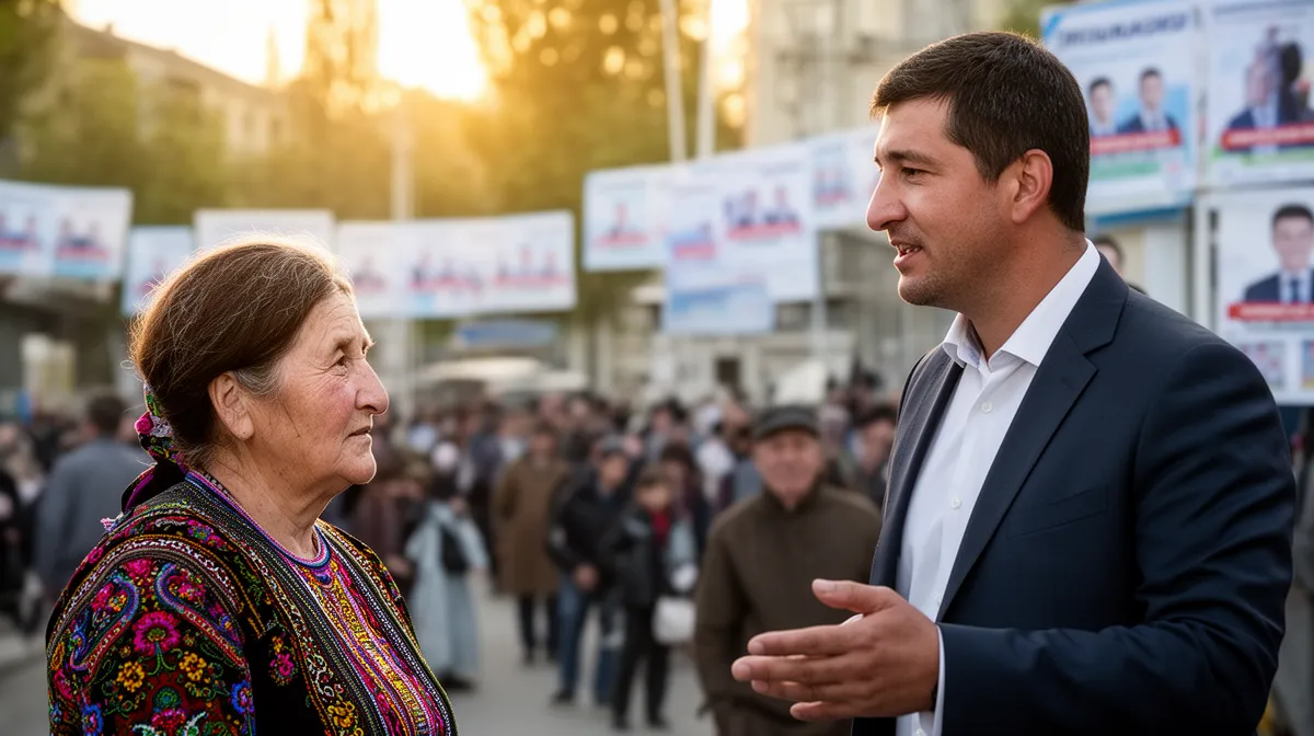 featured-ai-1781410208755-9j082h "Femme kirghize écoutant un politicien lors d'une campagne électorale à Bichkek, élections au Kirghizistan"