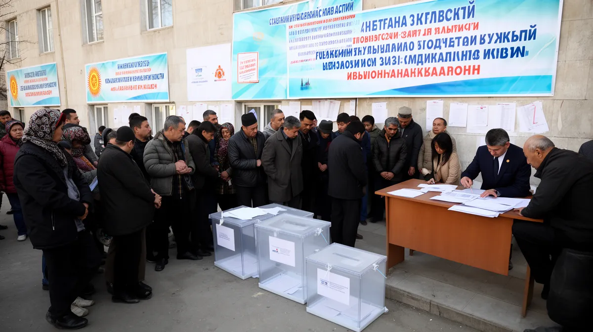 Groupe de personnes votant dans un bureau de vote.