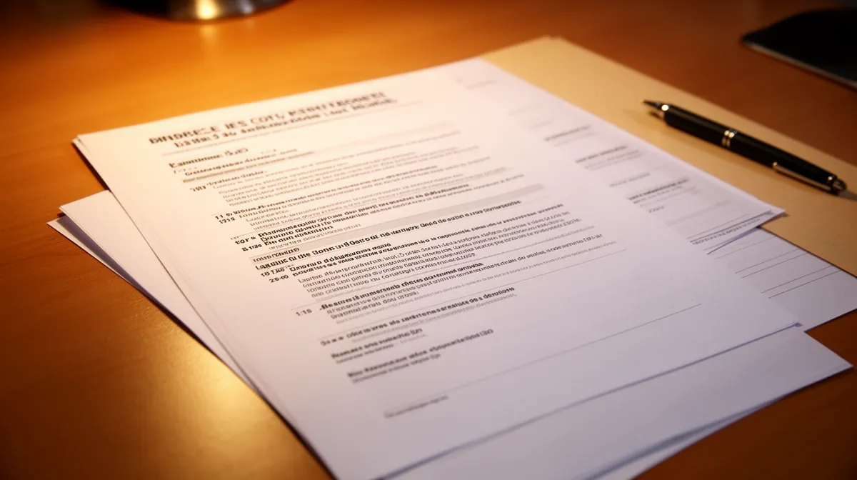 Document contractuel sur un bureau avec un stylo.
