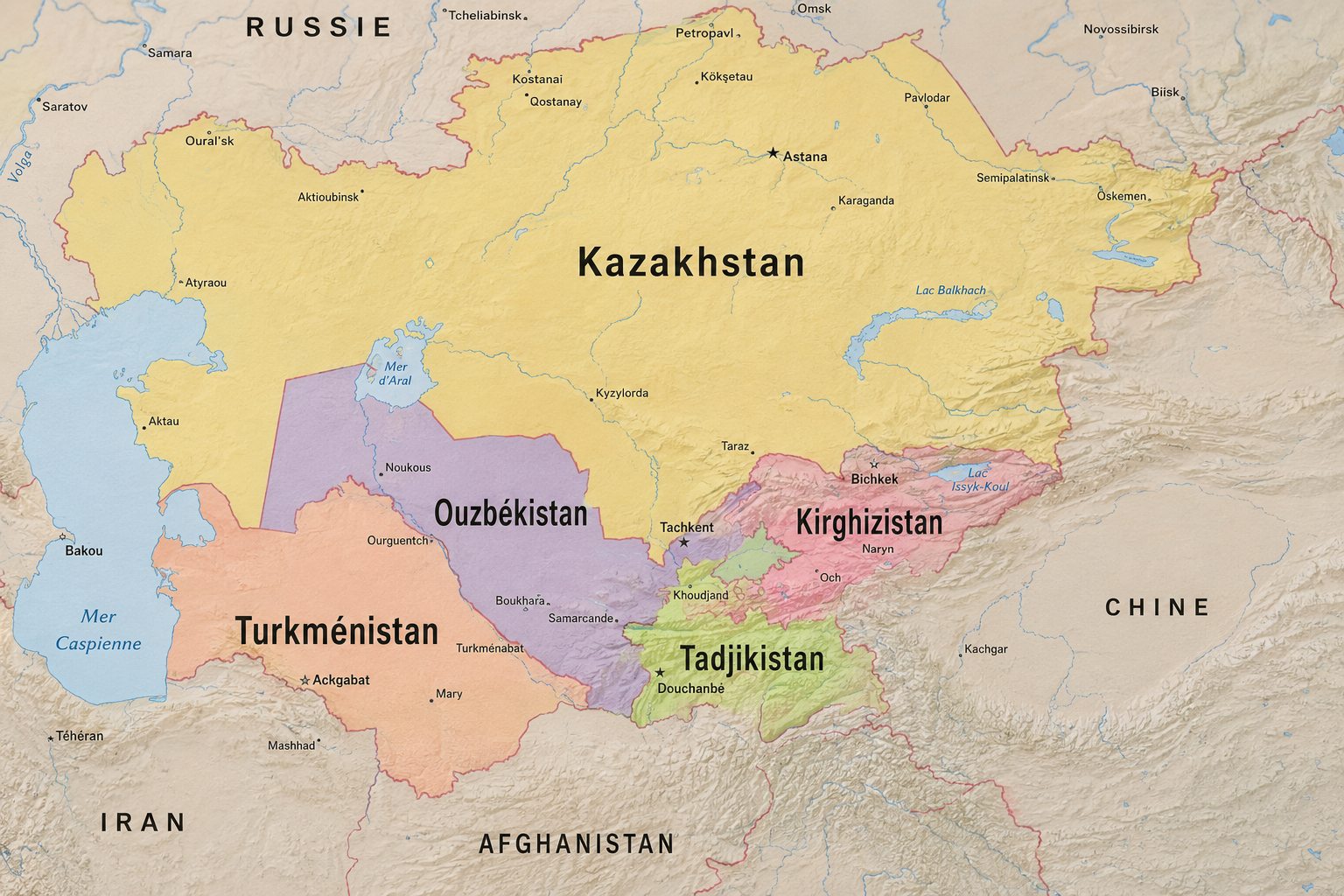 asie-centrale Asie centrale : le Kazakhstan domine la puissance économique, le Tadjikistan les équilibres extérieurs